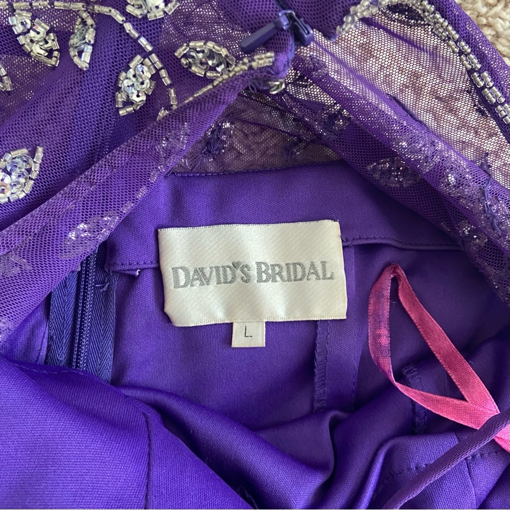 Vintage David's Bridal Purple Mermaid Beaded Formal Prom Dress - Picture 5 of 7